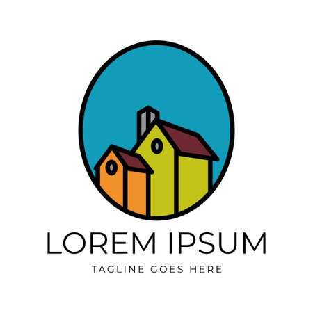 Simple Minimalist House Home Line Style for Apartment Real Estate or Cabin Chalet Cottage Icon Illustration Design Vectorのイラスト素材