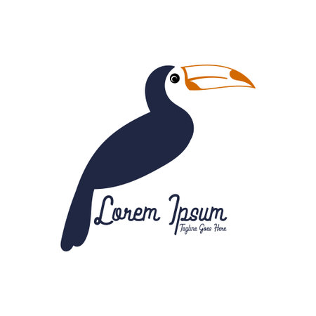 Simple Minimalist Tropical Toucan Bird Icon Symbol Illustration Designのイラスト素材