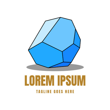 Simple Minimalist Geometric Blue Gem Stone Rock Icon Illustration Design Vectorのイラスト素材