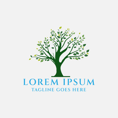 Simple Minimalist Tree of Life Logo, Oak Banyan Maple Tree Illustration Designのイラスト素材