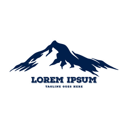 Minimalist Landscape Hills Mountain Peaks Vector logo design Vectorのイラスト素材