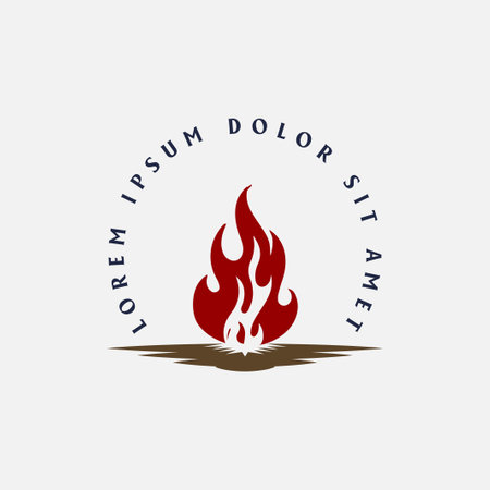Vintage Retro Flame Fire Bonfire for Camp Outdoor Adventure Logo Designのイラスト素材