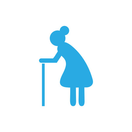 Grandmother Old Elderly woman with walkers icon for Nursing home Illustrationのイラスト素材