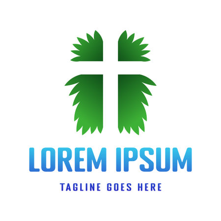 Jesus Christian Catholic Church Tree Leaf Leaves Plant Nature Logo Design Vectorのイラスト素材