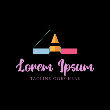 Futuristic Clever 3D Negative Space Letter A Logo Icon Symbol Illustration Design Vectorのイラスト素材