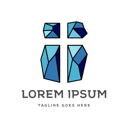 Jesus Christian Catholic Stone Rock Gem Diamond Emerald Icon Symbol Logo Design Vectorのイラスト素材