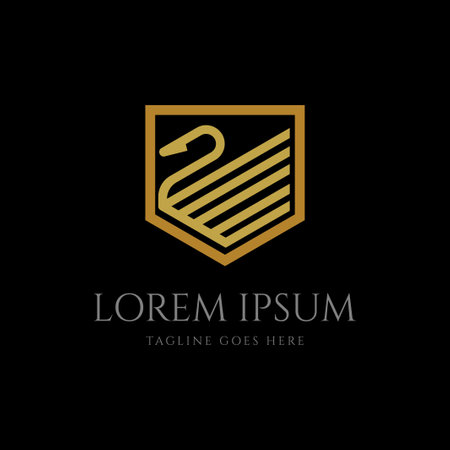 Golden Initial Letter S for Swan Shield Badge Emblem Label Logo Design Vectorのイラスト素材