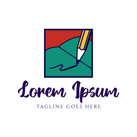 Book with Pencil for Writing or Drawing Education Icon Illustration Symbol Logo Design Vectorのイラスト素材