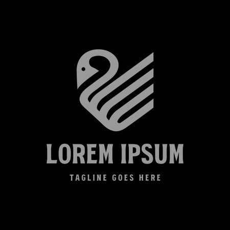 Simple Minimalist Luxury Swan Goose Duck Line Outline Logo Design Vectorのイラスト素材