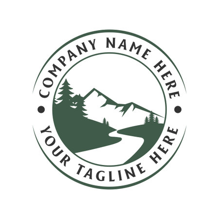 Mountain Pine Evergreen Pine Cedar Conifer Evergreen Spruce Cypress Hemlock Fir Trees Forest Badge Emblem for Outdoor Adventureのイラスト素材