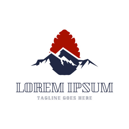 Simple Minimalist Pine Cone with Ice Mountain for Outdoor Adventure Illustration Design Vectorのイラスト素材