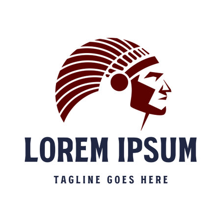 Vintage Chief Indian Native Tribe Head Face Design Vectorのイラスト素材