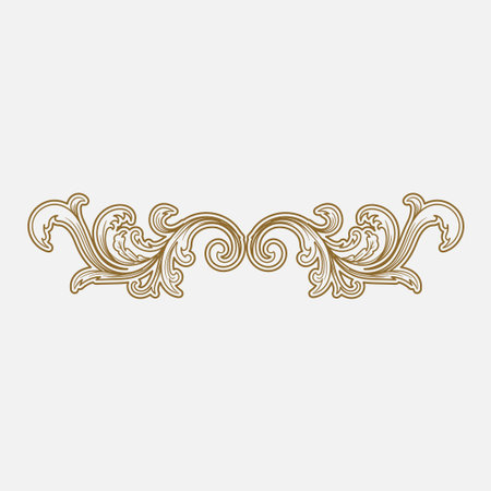 Vintage Retro Royal Classic Golden Swirl Floral Ornament Illustration Design Vectorのイラスト素材