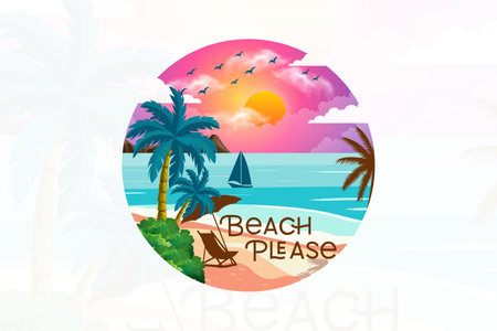Beach please summer t shirt designのイラスト素材
