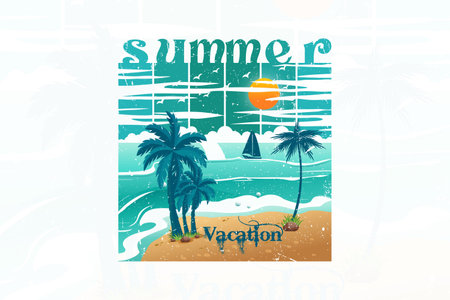 Summer vacation beach t shirt designのイラスト素材