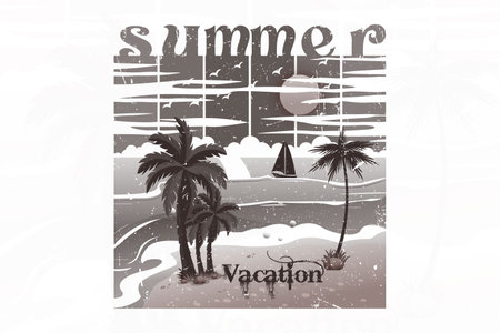 Summer vacation vintage t shirt print illustrationのイラスト素材