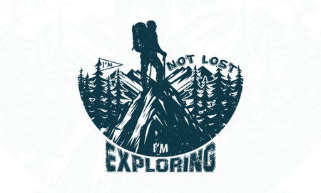 I'm not lost I'm exploring outdoor t shirt design illustrationのイラスト素材