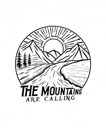 The mountains are calling summer adventure t shirt designのイラスト素材