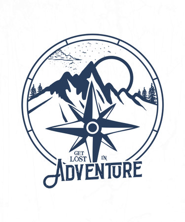 Summer mountain adventure line art t shirt designのイラスト素材