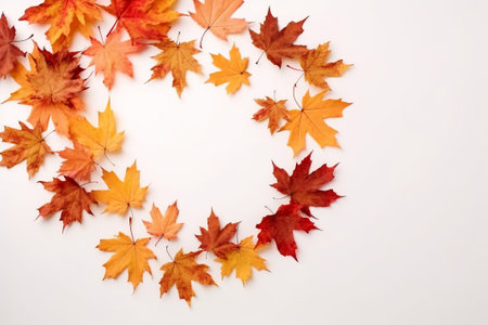 Autumn fallen leaves texture abstract background, nature sceneの素材