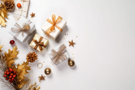 Present and gift decorative isolated background with copy space compositionの素材