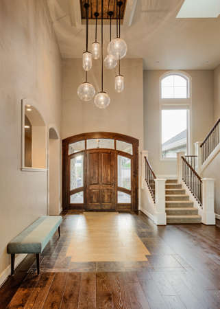 Entryway and foyer in new luxury home interiorの写真素材