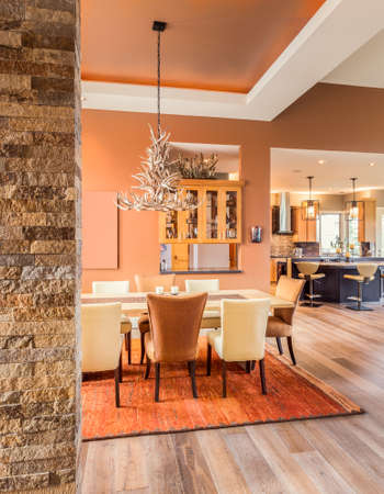 Dining Room with Entryway and View of Kitchenの写真素材