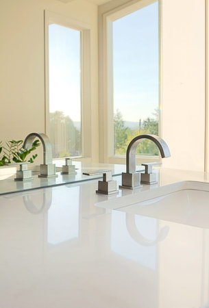 master bathroom in newly constructed luxury homeの写真素材