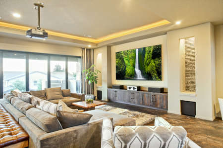 Entertainment Room and Living Room in Luxury Homeの写真素材