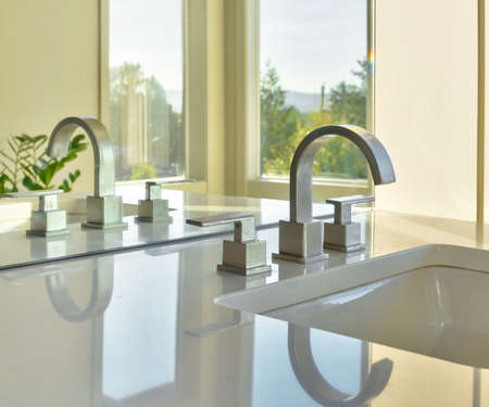 master bathroom in newly constructed luxury homeの写真素材