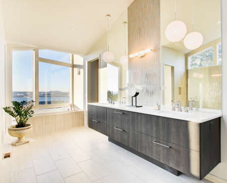 master bathroom in newly constructed luxury homeの写真素材