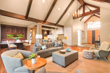 Furnished living Room in Luxury Homeの写真素材
