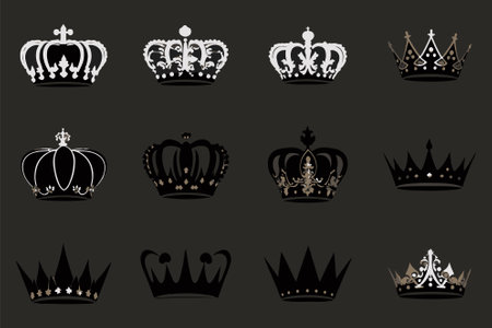 Silhouettes crowns set Illustration vector design collectionのイラスト素材