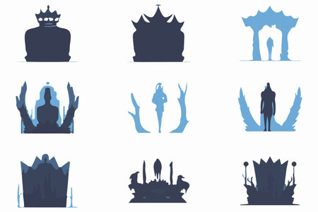 Silhouettes queen crowns set Illustration vector design collectionのイラスト素材