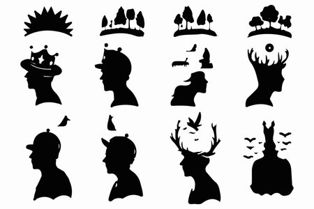 Silhouettes king crowns set Illustration vector design collectionのイラスト素材
