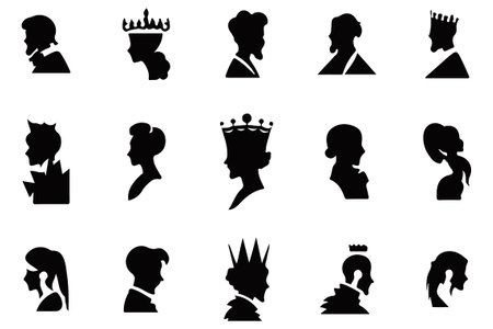 Silhouettes king crowns set Illustration vector design collectionのイラスト素材