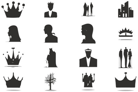 Silhouettes king crowns set Illustration vector design collectionのイラスト素材