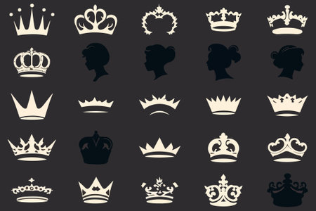 Silhouettes queen crowns set Illustration vector design collectionのイラスト素材