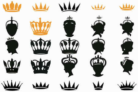 Silhouettes queen crowns set Illustration vector design collectionのイラスト素材