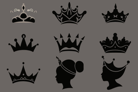 Silhouettes queen crowns set Illustration vector design collectionのイラスト素材