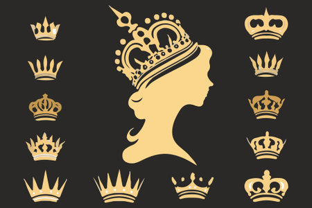 Silhouettes queen crowns set Illustration vector design collectionのイラスト素材