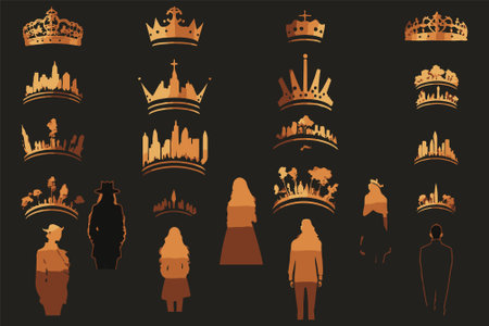 Silhouettes queen crowns set Illustration vector design collectionのイラスト素材