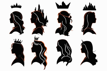 Silhouettes queen crowns set Illustration vector design collectionのイラスト素材