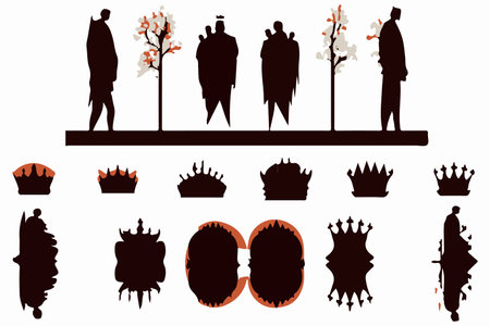 Silhouettes king crowns set Illustration vector design collectionのイラスト素材