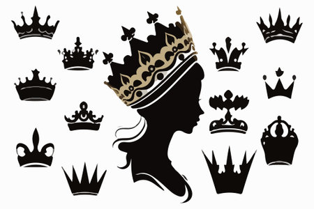 Silhouettes queen crowns set Illustration vector design collectionのイラスト素材