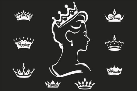 Silhouettes queen crowns set Illustration vector design collectionのイラスト素材