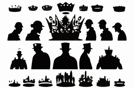 Silhouettes king crowns set Illustration vector design collectionのイラスト素材