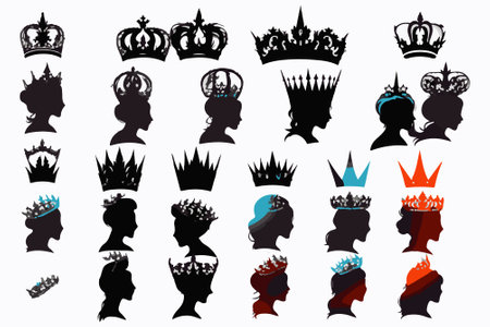 Silhouettes queen crowns set Illustration vector design collectionのイラスト素材
