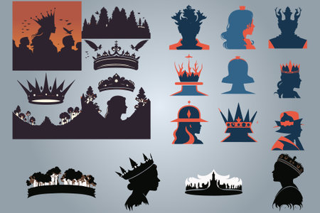 Silhouettes queen crowns set Illustration vector design collectionのイラスト素材