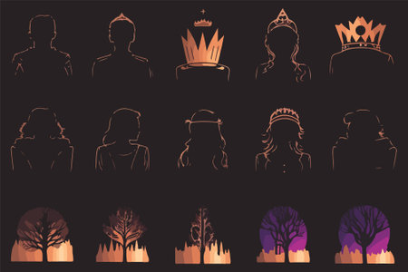 Silhouettes queen crowns set Illustration vector design collectionのイラスト素材